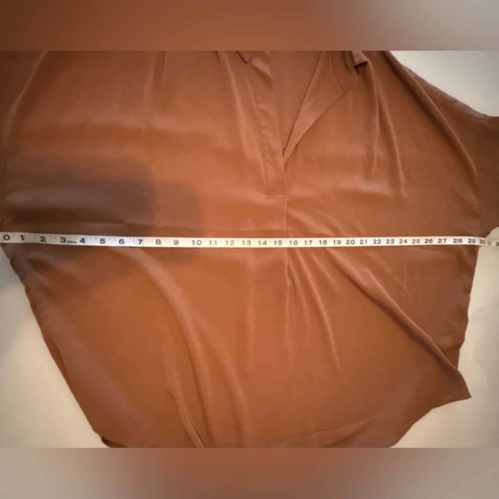 French Connection Clar Rhodes Drape Shirt Blouse Womens Bitter Chocolate Large - Picture 4 of 8